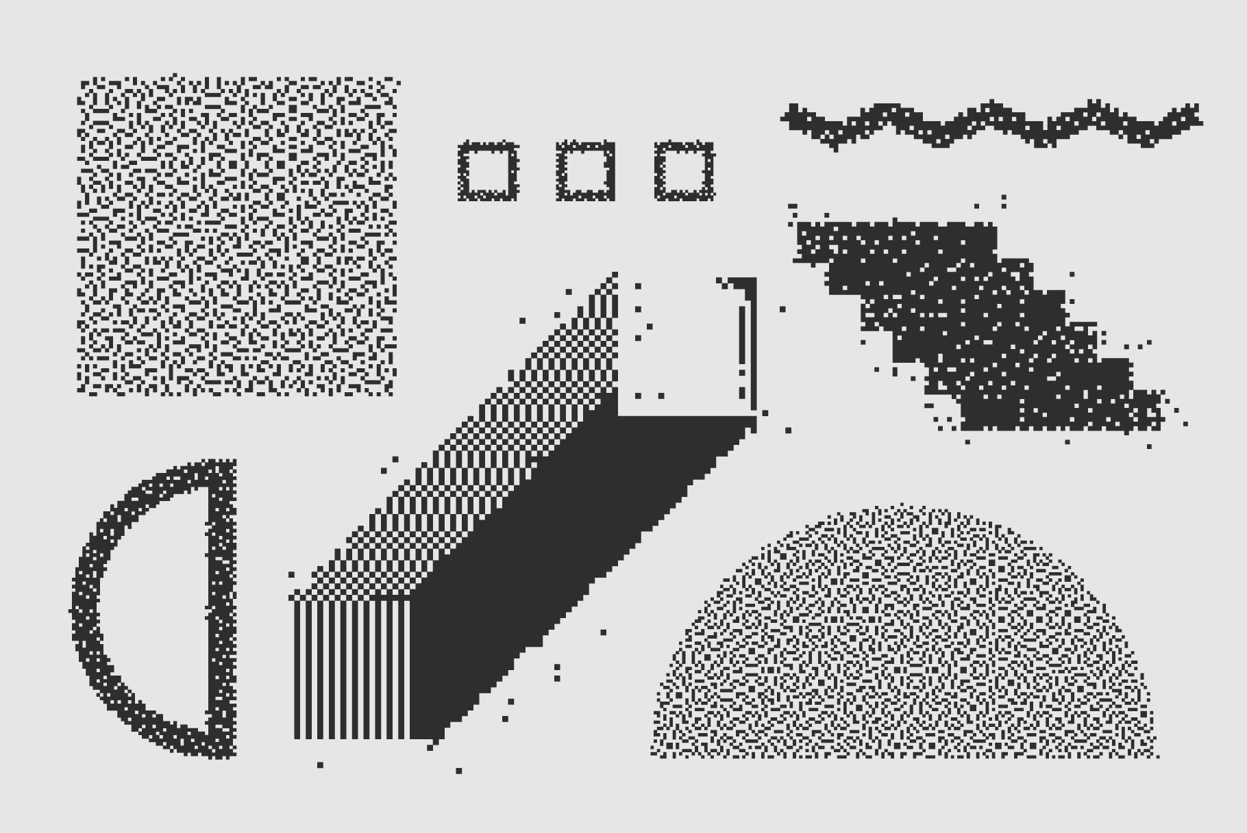 120 Vector Dither Textured Clip Art Shapes