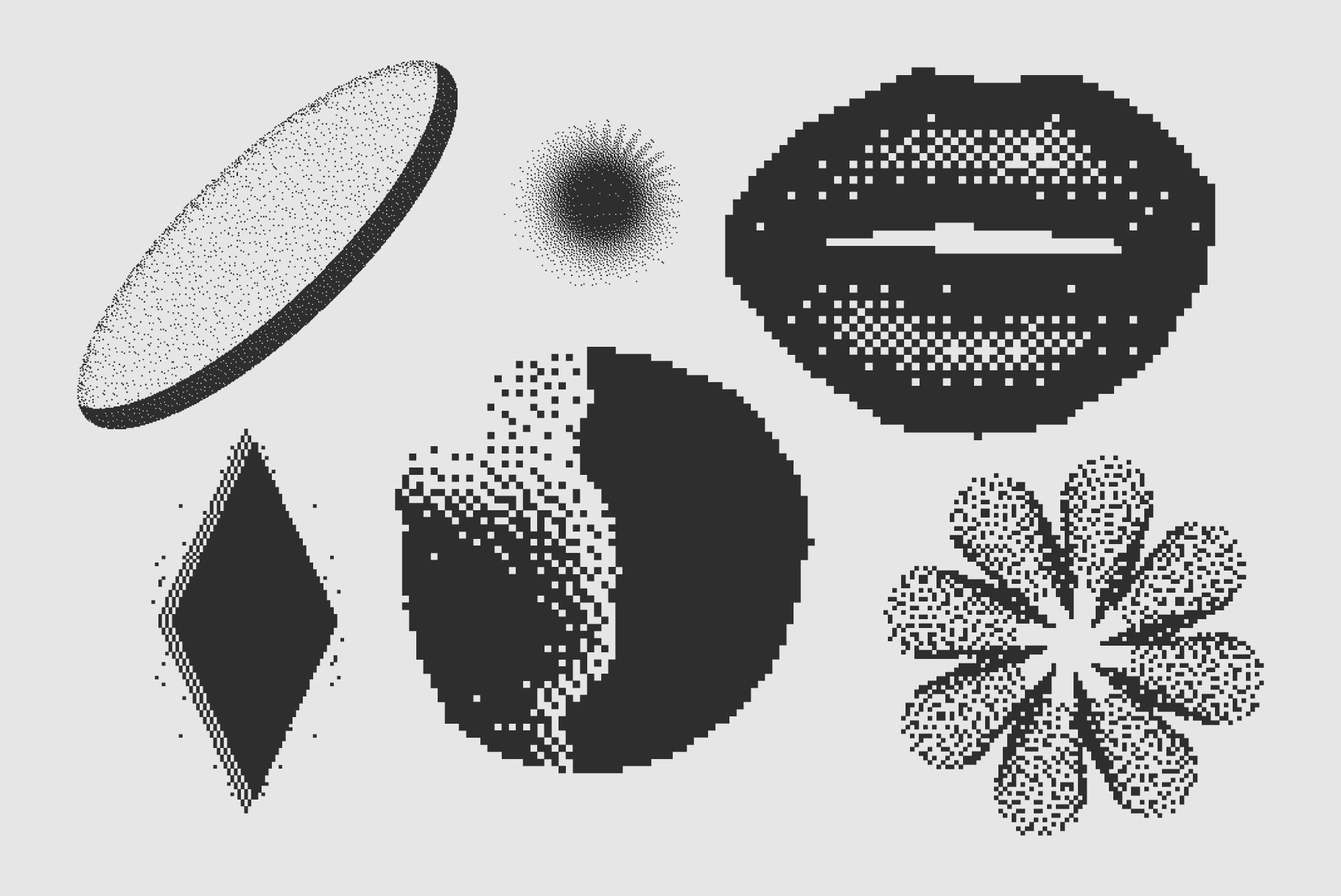 120 Vector Dither Textured Clip Art Shapes