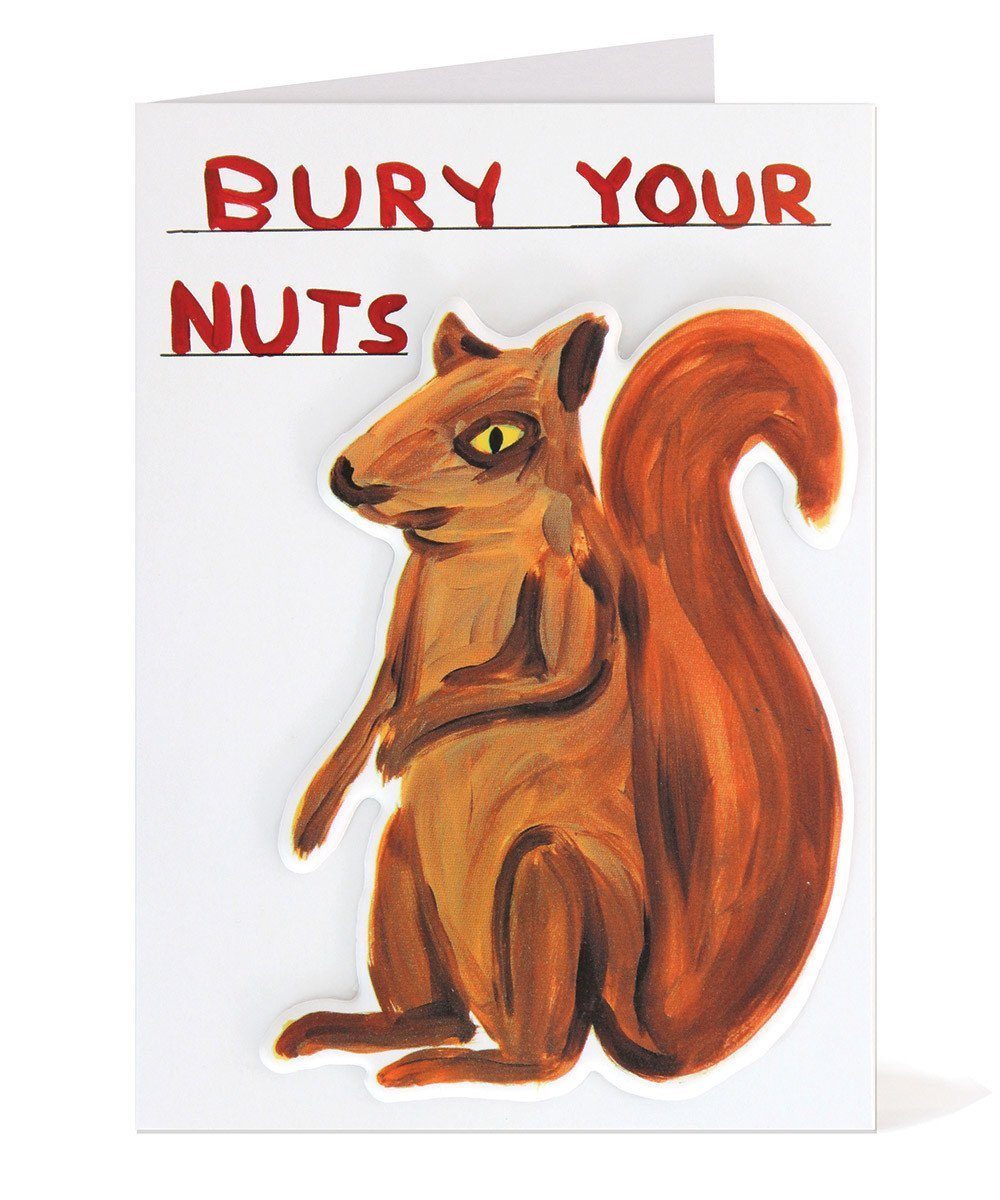 Bury Your Nuts Puffy Sticker Card X David Shrigley